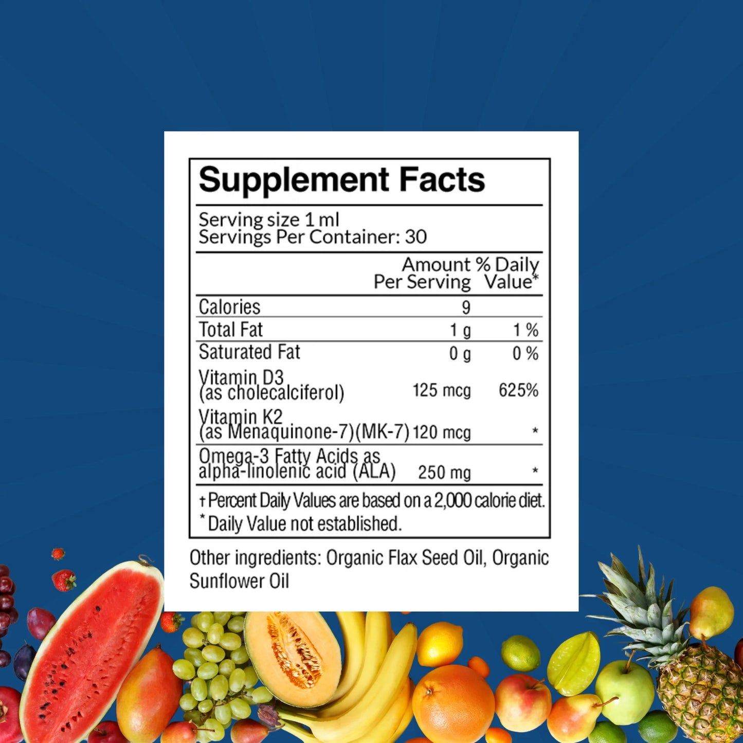 D3, K2 & Omega-3 Daily Liquid Vitamins